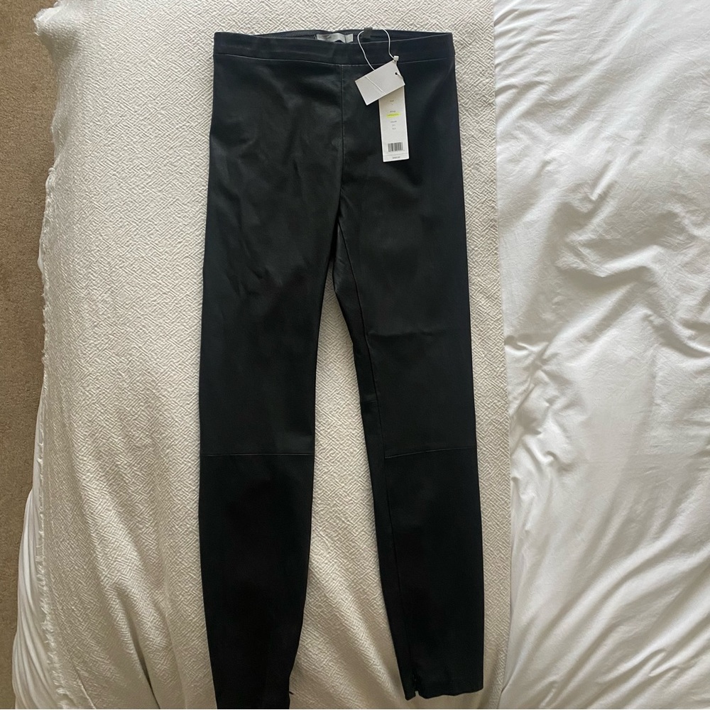 Vince Black Lambskin Leather Leggings New With Tags NWT